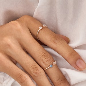 Dual Birthstone Ring - Skinny ring - Dainty Birthstone Ring - Stacking Ring - Two Stones Ring - Christmas Gift - Valentines Gift
