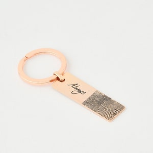 Portachiavi con impronta digitale reale - Portachiavi commemorativo personalizzato - Portachiavi con firma ricordo - Regalo per il papà