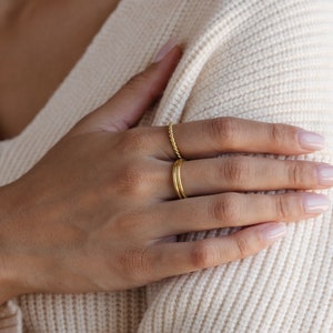 Thin Stacking Rings • Set of 3: Midi Ring, Twist Ring, Lined Ring • Thin Gold Rings • Notched Ring • Minimalist Rings - Christmas Gift