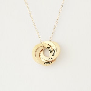 Family Necklace - Linked Circles Necklace - Children Name Necklace - Engraved Necklace - Memorial Necklace - Christmas Gift