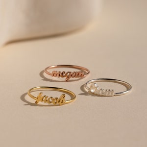 Dainty Custom Name Ring Child Name Ring Stackable Ring Perfect Gift For Grandma Mother Gift image 3