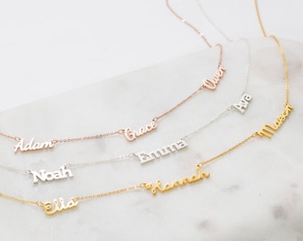 Dainty Name Necklace - Triple Names Necklace - Children Names Necklace - Memorial Necklace - Bridesmaid gift - Mother Gift