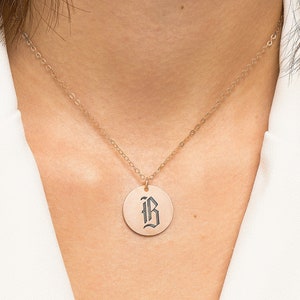 Custom Letter Necklace - Initial Necklace - Old English Statement Jewelry - Initial Charm Necklace - Personalized Gift - Christmas Gift