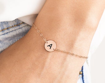 Custom Initial Disc Bracelet - Dainty Disc Bracelet - Personalized Bracelet