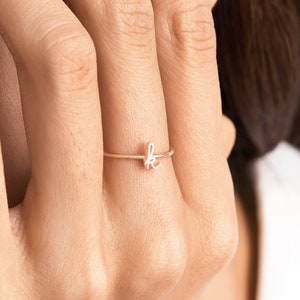 Custom Initial Ring - Ring With Letter - Dainty Ring - Stacking rings - Mother Gift