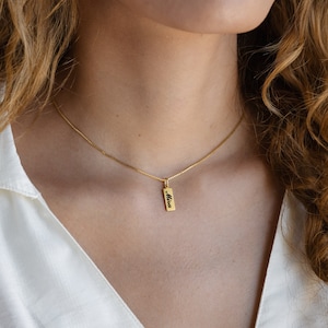 Dainty Sterling Silver Name Tag Necklace with Box Chain