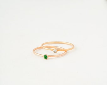 Dainty Birthstone Ring - Skinny Ring - Stacking Ring - Graduation Gift - Bridesmaid Gifts - Mother Gift