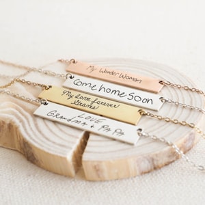 Actual Handwriting Bar Necklace - Signature Bar Necklace - Engraved Necklace - Memorial Necklace - Valentines Gift - Christmas gift