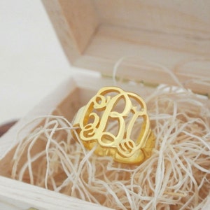 Monogramring - Gepersonaliseerde monogramring - Sterlingzilveren naamring - monogramring - moedercadeau - kerstcadeaus