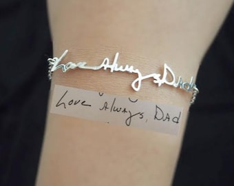 Signature Bracelet - Handwriting Bracelet - Memorial Personalized Jewelry - Mother's Gift
