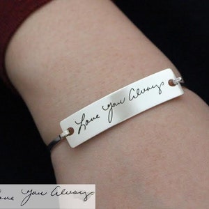 Memorial Bangle - Engraved bangle - Handwriting Bracelet - Signature Bangle - Handwritten Bangle - Mother gift