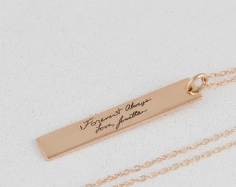 Actual Handwriting Vertical Bar Necklace - Signature Bar Necklace Bar Necklace - Personalized Necklace - Bridesmaid Gift - Christmas Gift