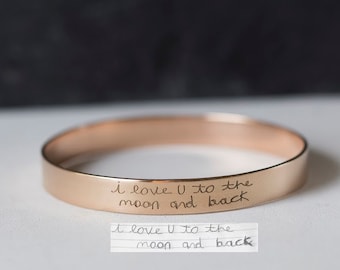 Sterling Silver Actual Handwriting Bangle – Personalized Memorial Bracelet