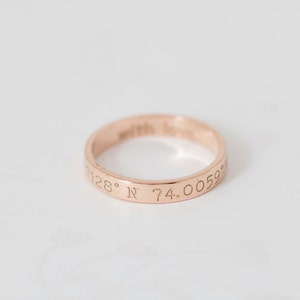 Custom Coordinates Ring - LATITUDE - LONGITUDE Ring - Coordinate Jewelry - Stackable band ring - Bridesmaid Gift - Graduation Gift