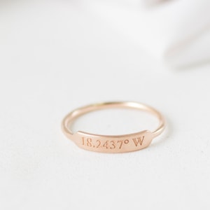 Dainty Engraved Name Ring - Stackable Rings - Personalized Name Ring - Stackable thin band - Engraved Bar Ring - Mother Gift