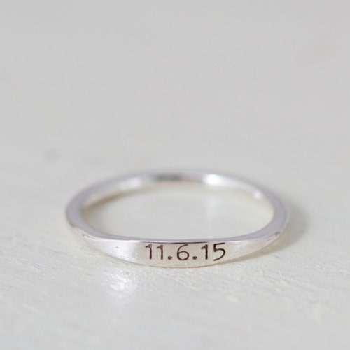Dainty Engraved Name Ring - Stackable Ring - Personalized Name Ring - Mother Ring - Bridesmaid Gifts - Christmas Gift