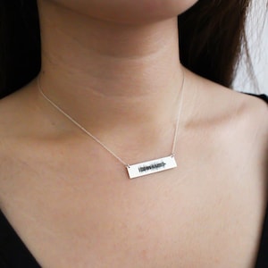 Baby Heart Beat Necklace - Actual Handwriting Bar Necklace - Signature Bar Necklace - Keepsake Gift - New Mom Gift