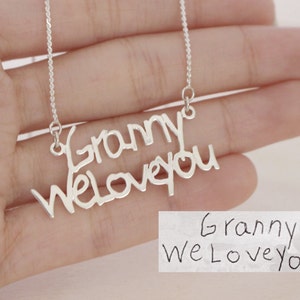 Children Handwriting Necklace - Handwriting Jewelry - Memorial Personalized Signature Necklace - Bridesmaid Gift - Child Name Necklace