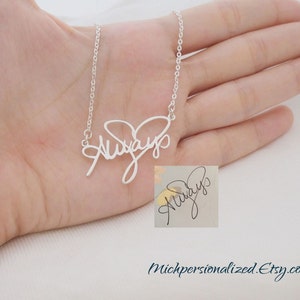 Personalisierte Signatur Halskette - Sterling Silber Namen Halskette - Handschrift Schmuck - Brautjungfer Geschenk - Weihnachtsgeschenk