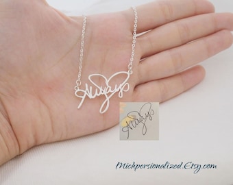 Personalized Signature Necklace - Sterling Silver Name Necklace - Handwriting Jewelry - Bridesmaid Gift - Christmas Gift