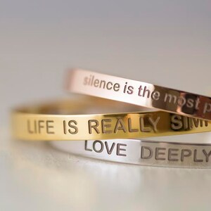 Personalized Cuff Bracelet - Personalized Bangle - Memorial Bangle - Skinny Band Open Cuff - Mother gift