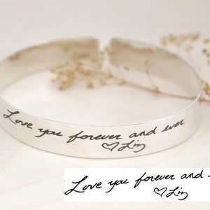 Werkelijk handschrift manchetarmband - naam manchetarmband - gepersonaliseerde armband - magere band open manchet - moedercadeau - kerstcadeaus