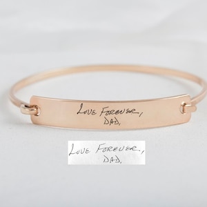 Memorial Bangle - Engraved bangle - Handwriting Bracelet - Signature Bangle - Handwritten Bangle - Mother gift - Graduation Gift