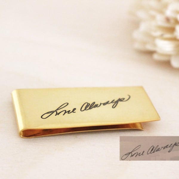 Handwritten Money Clip -  Signature Money clip - Handwriting Money Clip - Gift for Him - Fathers Gift - Graduation gift - Christmas gift