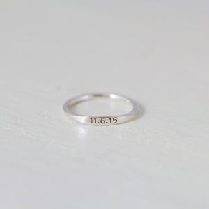 Custom Name Ring • Personalized Stacking Ring • Dainty Engraved Ring for Her • Minimalist Jewelry • Bridesmaid Gift • Sterling Silver Ring