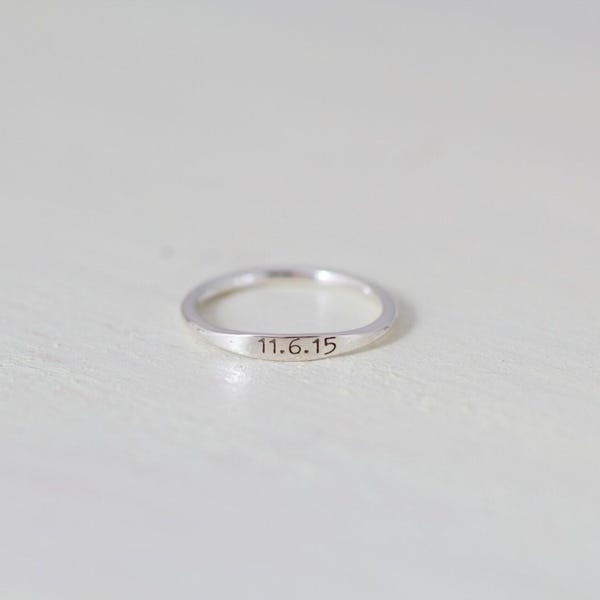 Dainty Engraved Name Ring - Stackable Ring - Personalized Name Ring - Mother Ring - Christmas Gift
