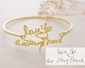 Signature Bangle - Handwriting Bangle - Memorial Personalized Jewelry - Bridesmaid Gift - Mother Gift - Christmas Gift