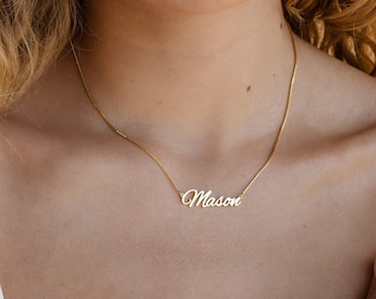 Custom Necklace with Box Chain - Bridesmaid Gift - Mother Gift