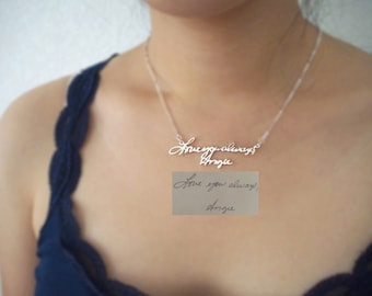 Sterling Silver Handwriting Necklace – Personalized Memorial Jewelry