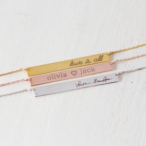 Actual Handwriting Bar Necklace - Signature Bar Necklace - Engraved Necklace - Bridesmaids Gift- Christmas Gift - Christmas gift