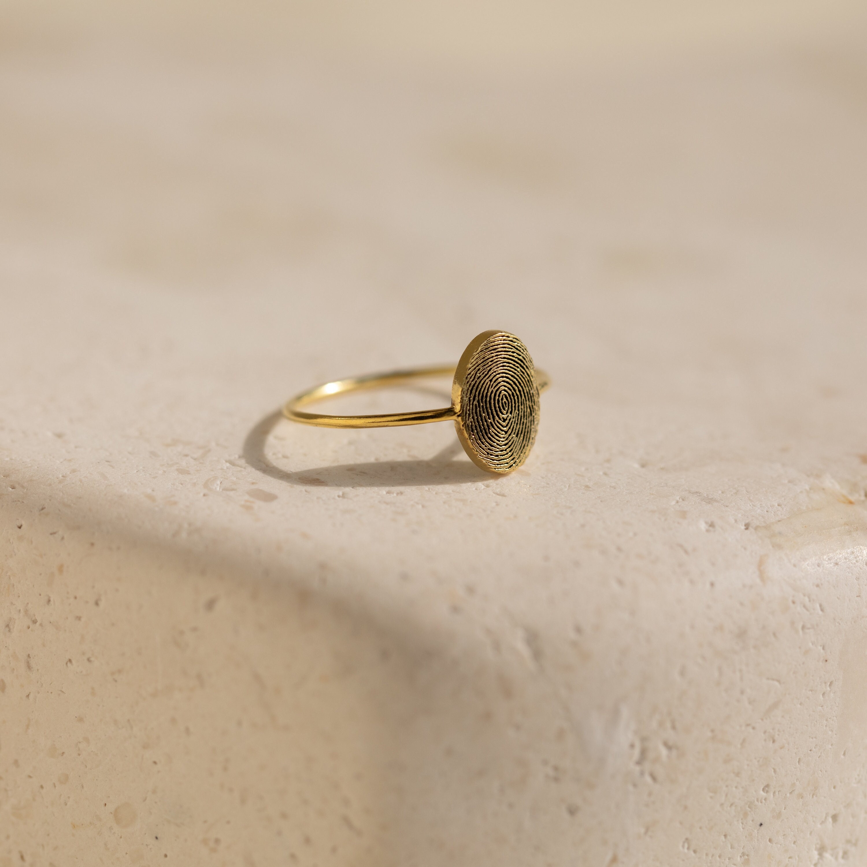 Sterling Silver Oval Fingerprint Ring - Personalized Keepsake