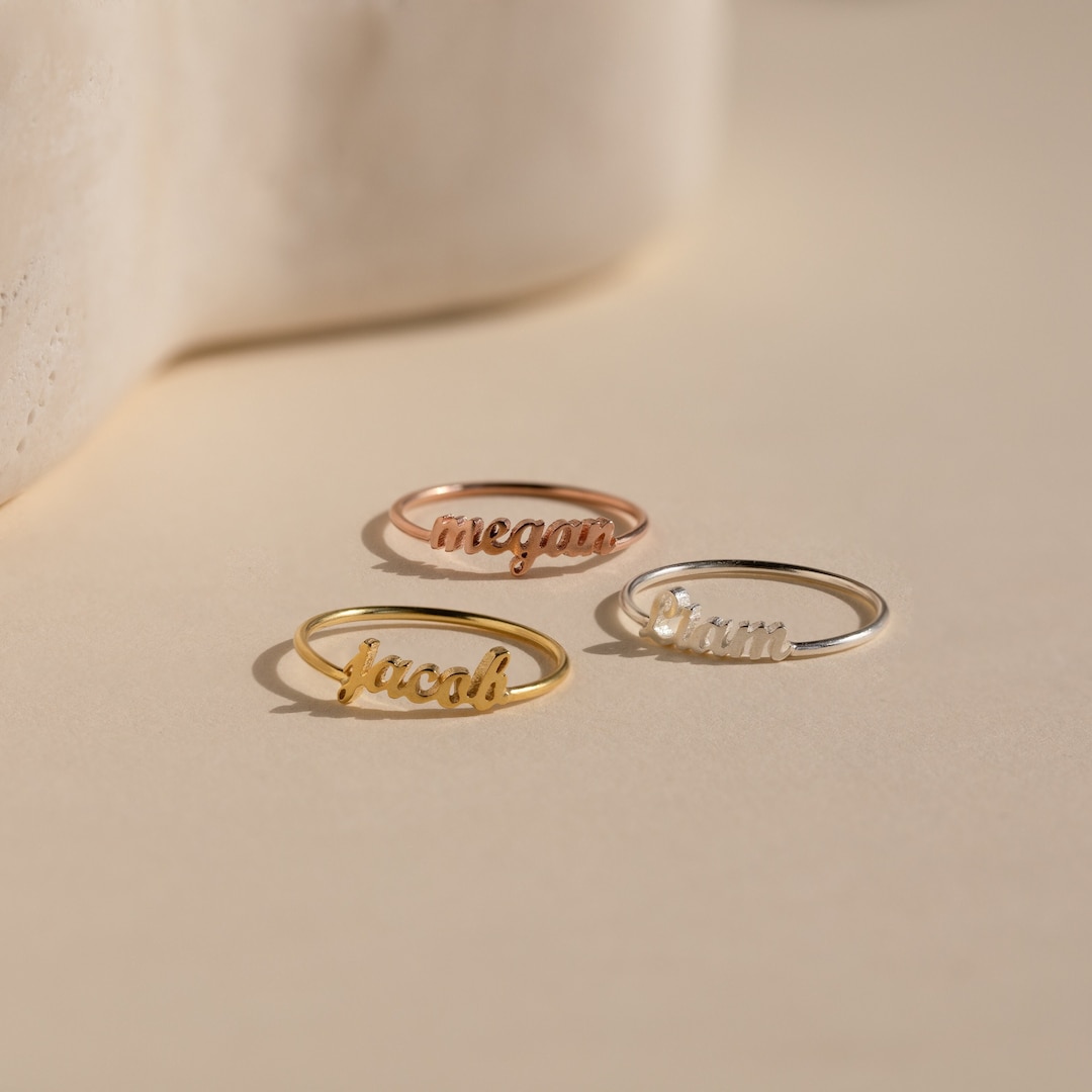 Custom Sterling Silver Name Ring - Personalized Stacking Ring - Etsy