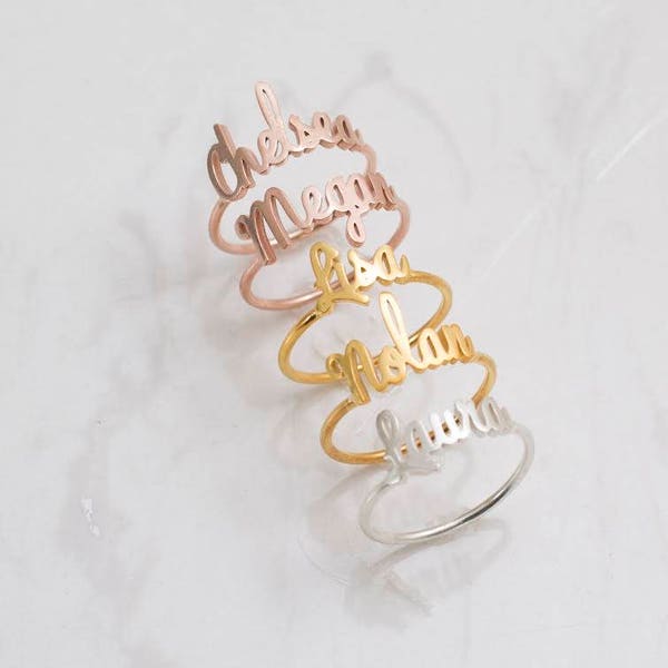 Custom name ring - Stackable Name Ring - Personalized Name Ring - Bridesmaid Gift - New Mom Gift - Personalized Gift