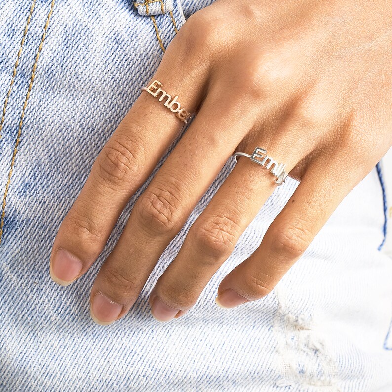 Stackable Name Ring Personalized Name Ring Children Name Etsy