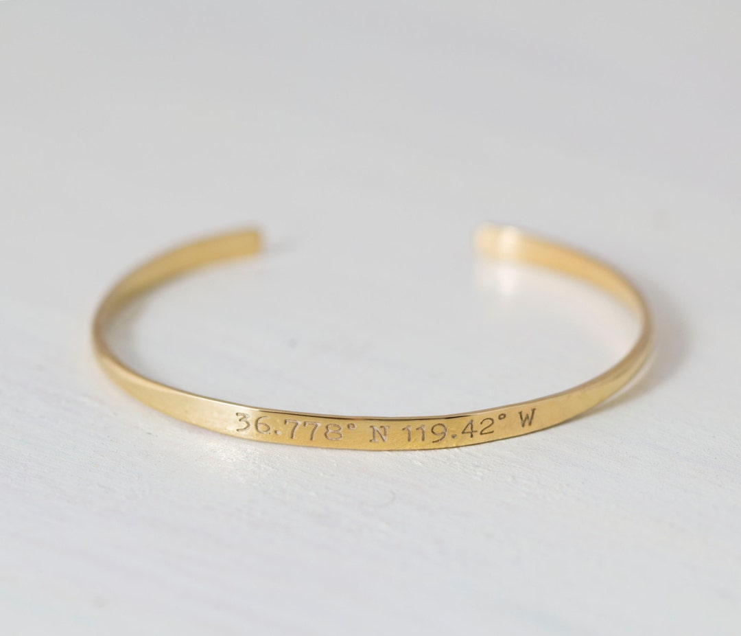 Custom Coordinates Bangle LATITUDE LONGITUDE Bracelet - Etsy