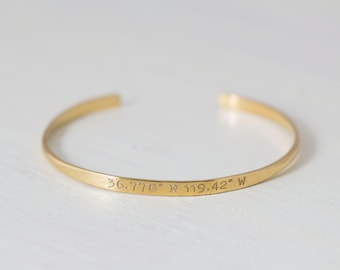 Custom Coordinates Bangle - LATITUDE - LONGITUDE Bracelet - Coordinate Jewelry - Mother Gift