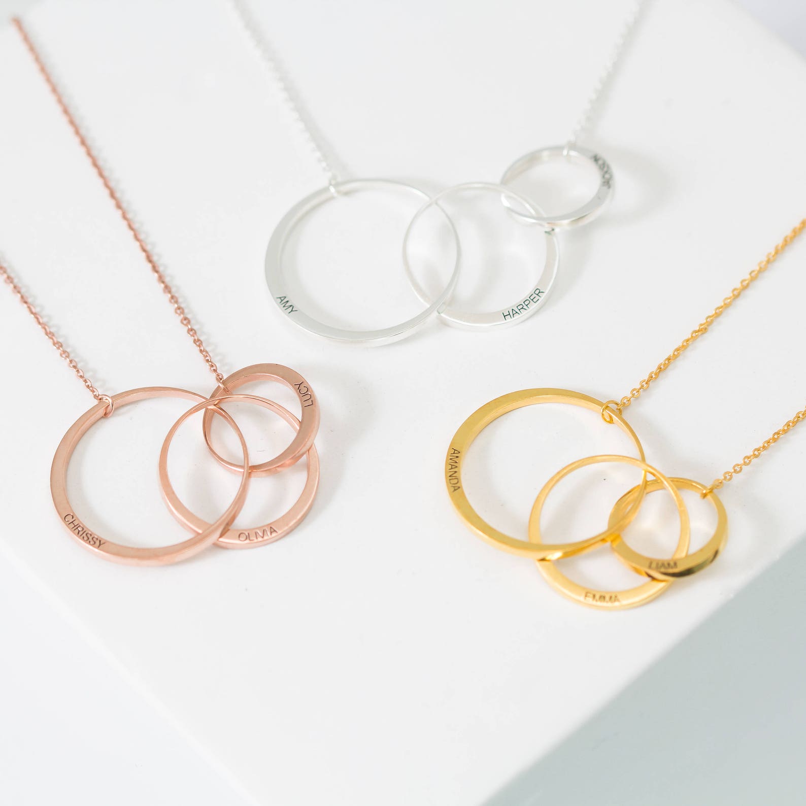 Personalized Linked Circles Necklace Children Name Necklace Etsy