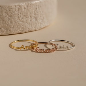 Dainty Custom Name Ring - Personalized Name Ring - Rings With Name - Gold Dainty Ring - Stackable Rings - Mother Gift
