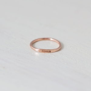 Dainty Engraved Name Ring Dainty Ring Stackable Ring Name Ring Date Ring Mother Gift image 2