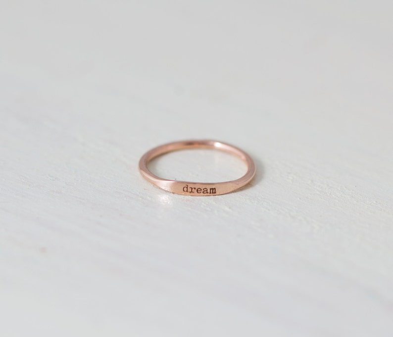 Dainty Engraved Name Ring Dainty Ring Stackable Ring Name Ring Date Ring Mother Gift image 2