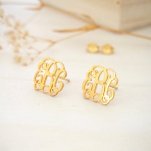 Monogram Earrings - Personalized Monogram Earrings - Sterling Silver Earrings - Bridesmaid Gift - Mother Gift - Christmas Gift