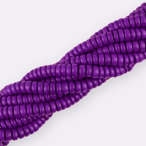 8mm Wood Rondelle Disc Beads, Wood Round Beads, Heishi Disc Beads, 8x4mm Wood Spacer Beads, Heishi Beads, 16 inch strand, Violet