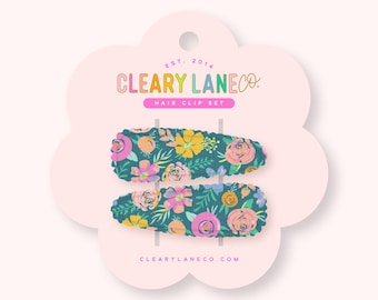 Floral Satin Hair Clips, Colorful Fabric Barrettes, Set of 2