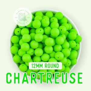 12mm Chartreuse Silicone Beads, Round Silicone Beads, Silicone Beads, Wholesale Silicone Beads, 100% Food Grade Silicone, Sensory Beads