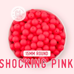 15mm Silicone Beads, Shocking Pink Silicone Beads, Round Silicone Beads, Wholesale Silicone Beads, 100% Food Grade Silicone