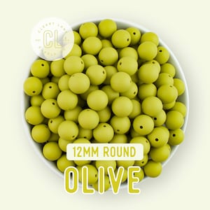 12mm Olive Silicone Beads, Round Silicone Beads, Silicone Beads, Wholesale Silicone Beads, 100% Food Grade Silicone, Sensory Beads